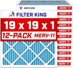 Filter King 19x19x1 Air Filter MERV 11, AC Furnace Filters (12-Pack)
