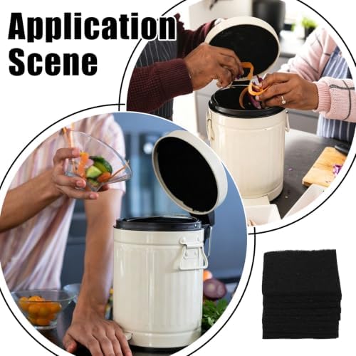 16Pcs Activated Charcoal Purifying Deodorizer for Trash Cans Universal Stick-on Rectangle Odor Absorbing Filters for Compost Buckets Countertop Recycle Bins Home Kitchen Accessories - Field & Pure