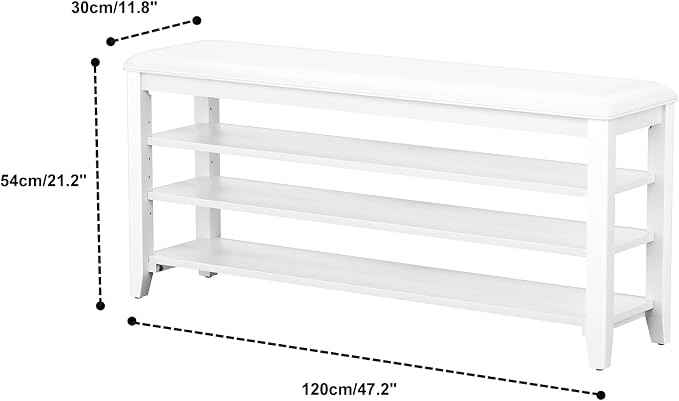 Shoe Bench Storage Rubberwood