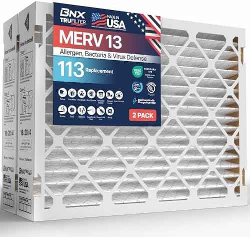 TruFilter Compatible with AprilAire 113 Replacement Filter for AprilAire (2-Pack) - MERV 13 - MADE IN USA - HVAC AC Furnace Filters Allergies, Mold, Bacteria, Smoke, MPR 1900 FPR 10 Air Filter 16x20x4