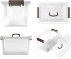 WYT 6-Pack Clear 7 Quart Storage Latch Box/Bins, Plastic Stackable Latching Box