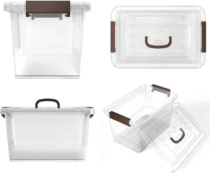 WYT 6-Pack Clear 7 Quart Storage Latch Box/Bins, Plastic Stackable Latching Box