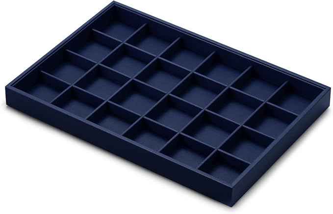 Oirlv Stackable Premium Leather Jewelry Trays 24 Grid Jewelry Organizer