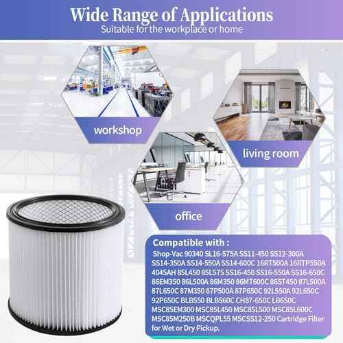 2 Pack Replacement Cartridge Filter Compatible with Shop-Vac 90304, 90350, 90333, 903-04-00, 9030400, Fits most 5 Gallon and Above Wet/Dry Vacuum Cleaners