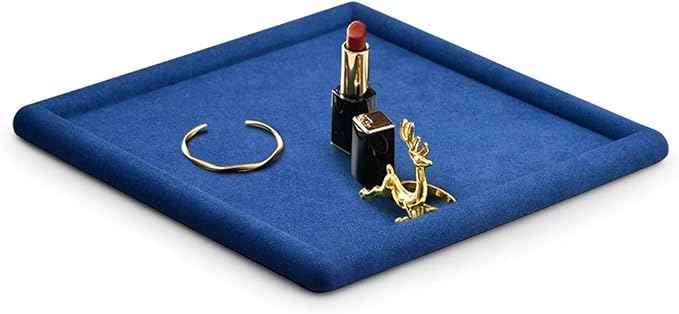Oirlv Top Microfiber Jewelry Tray Square Nightstand Organizer Rings Earrings