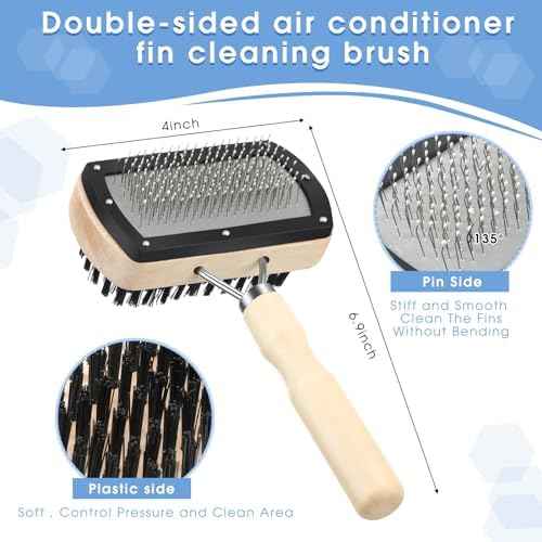 Boao 3 Pcs Ac Coil Cleaner Brush Fin Comb Double Sided Refrigerator Air Conditioner Evaporator Condenser Coil Stainless Steel Mini Split Brush Cleaning Kit HVAC Straightener for Ac Unit
