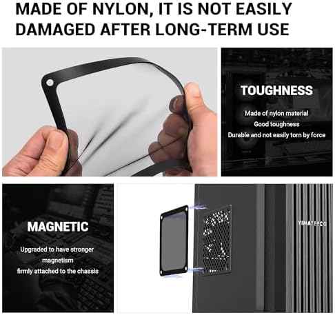 Dust Filter PC 120mm for Computer Cooler/PSU/Routers Nylon 80 Mesh, Magnetic Frame PC Fan Dust Mesh Cooler Filter Dustproof Computer Fan Grills (Nylon, 120 * 120mm, 2pcs, Black)