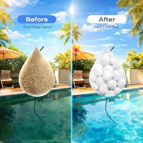 3.1 Lbs Pool Filter Balls for Sand Filter, Eco-Friendly Filter Balls Replace 100 lbs Pool Filter Sand, Lightweight and Reusable Fiber Ball, Pool Filter Media Balls for Swimming Pool