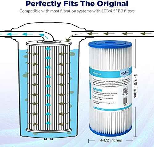 Membrane Solutions 50 Micron Pleated Water Filter Home 10"x4.5" Whole House Heavy Duty Sediment Replacement Cartridge Compatible with ECP10-1,ECP20-BB,R50-BBSA,FXHSC,CB1-SED10-BB (4 Pack)