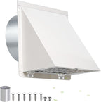 6 Inch Hooded Wall Vent with Mesh&Damper, 6in Dryer Vent Cover Outside Metal - Image 9