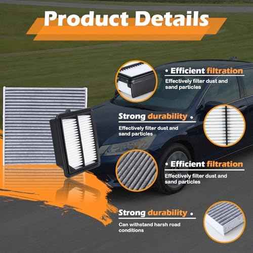 CA11399 Engine Air Filter & CF10134 Cabin Air Filter Fit for 2014-2015 2017-2022 Honda Accord L4 2.0L Hybrid