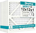 12x12x1 MERV 13 (6-Pack) Pleated Air Filter (Actual Size: 11.75" x 11.75" x 0.75") MPR 1900 & FPR 10, Furnace Air Filters, 12x12x1 air filter