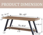 LVB Industrial Entryway Bench, Wood and Metal Storage Bench