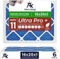 MervKing 16x20x1 Air Filter Actual Size: 15.7" x 19.7" x 0.75" MERV 11 MPR 1000-1200 | MADE IN USA | 6-Pack | Pleated HVAC AC Furnace Replacement