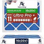 MervKing 16x20x1 Air Filter Actual Size: 15.7" x 19.7" x 0.75" MERV 11 MPR 1000-1200 | MADE IN USA | 6-Pack | Pleated HVAC AC Furnace Replacement