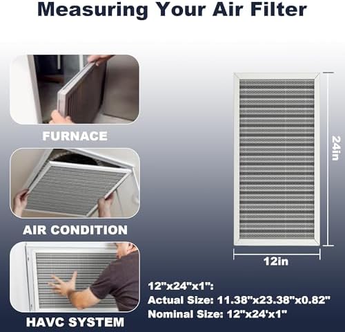 12x24x1 Reusable Air Filter, Electrostatic, Washable Lasts a Lifetime, Breathe Fresher Air in Home and Office HVAC AC Furnace Systems, Merv 8 (Actual Size: 11.38x23.38x0.82 Inch) - Field & Pure