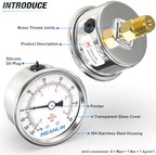 MEANLIN MEASURE -30inHG~60Psi Vacuum Gauge Stainless Steel 1/4" NPT 2"