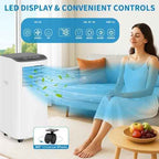 GarveeLife Portable Air Conditioner,8,000 BTU for Rooms up to 350 Sq.Ft., 4-IN-1 Smart Compact AC Unit with Cooling, 24 Hour Timer, Dehumidifier, Fan, Remote Control and Window Kit, White