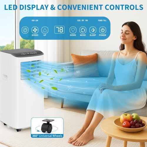 GarveeLife Portable Air Conditioner,8,000 BTU for Rooms up to 350 Sq.Ft., 4-IN-1 Smart Compact AC Unit with Cooling, 24 Hour Timer, Dehumidifier, Fan, Remote Control and Window Kit, White