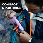 Survimate 5-Stage 0.01μm Ultra-Filtration Filtered Water Bottle, BPA-Free Material, NSF/ANSI 42 Certified, Portable Water Filter Bottle for Survival, Camping, Hiking, and Emergency Use - Field & Pure