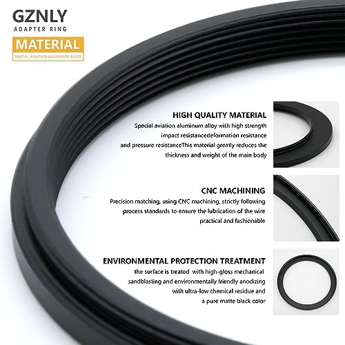 49mm to 58mm Step-up Adapter Rings Filter Adapter Black Metal Step Down Filter Ring Adapter Compatible with All Brand UV CPL ND Camera Lens Filter Stepping Rings (49mm-58mm) - Field & Pure