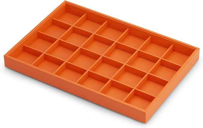 Oirlv Luxury Leather Ring Tray 24 Grid Jewelry Drawer Organizer Stackable
