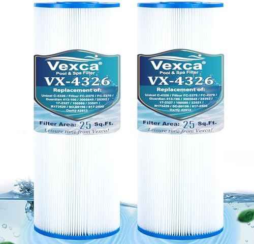 Vexca® PRB25-IN Hot Tub Filter, Replaces Unicel C-4326, Filbur FC-2375, FC-2370, Guardian 413-106, 3005845, 17-2327, 13 5/16" x 5" Drop in Spa Filter, 25 Sq.Ft, 2 Pack