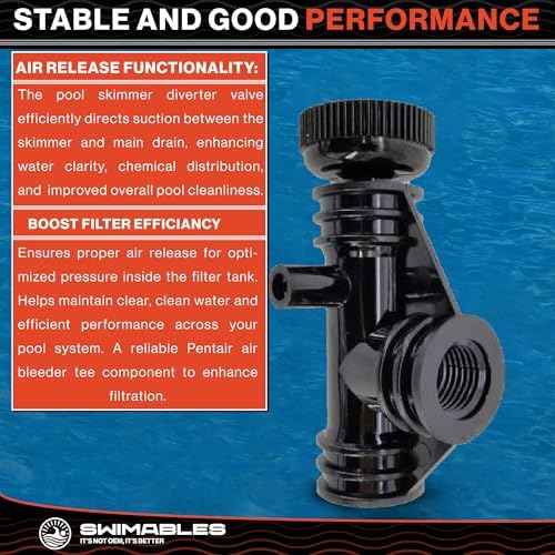 Swimables 154689 Pool Air Bleeder Tee Assembly – Air Filter Replacement for Premium Triton II Pool & Spa Filters TR140, TR50, TR60, TR100 – Compatible with S7S50, S8S70 – Pool Filter Air Bleeder Valve