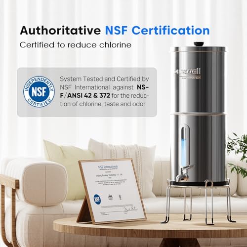 Purewell 1.5G Gravity Water Filter System, 3-Stage 0.01μm