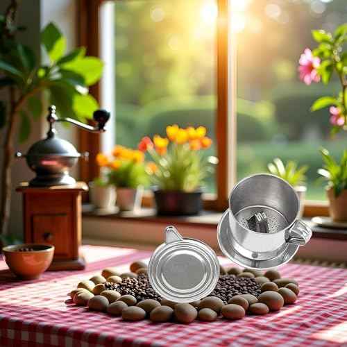 2 Set Vietnamese Coffee Filter Stainless Steel Coffee Pot Drip Infuse Cup Brewing Teapot No Need Paper Drip Coffee Pot Machine Filter Attractive processing