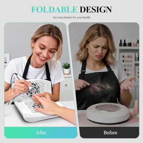 Nail Dust Collector, 2026 Upgrade 2800PA Professional Foldable Nail Vacuum Dust Collector Fan with Filter Papers (30 Pcs) for Acrylic Nail Polishing & Manicure at Nail Salon & Home - White