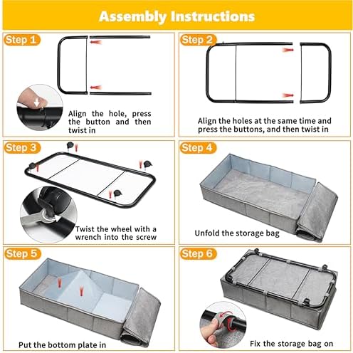 Large Sturdy Under Bed Storage with Wheels, 2 Pack 50L Rolling
