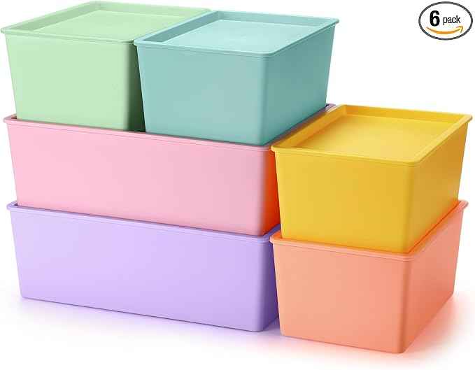 Menkxi 6 Pcs Plastic Storage Bins