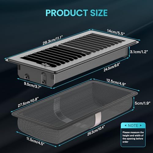 Floor Register 4 x 10 Inch, HG Power 2 Pack Heavy Duty Floor Vent