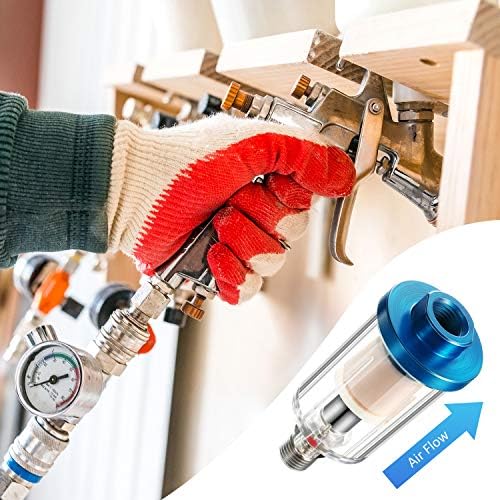 3 Pcs Compressed Air Filter Water Oil Separator 1/4 Inch NPT Inlet and Outlet Airbrush Filter Moisture Separator for Air Line Compressor Fitting, 90 PSI - Field & Pure