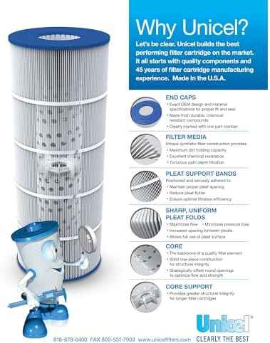 Unicel C-8600 75 Square Foot Media Replacement Pool Hot Tub Spa Filter Cartridge with 153 Pleats