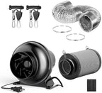 InfiniPower 4 Inch Inline Fan, 4" Black Air Carbon Filter, 8 Feet