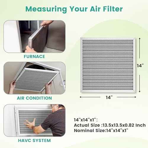 14x14x1 Reusable Air Filter, Washable, Electrostatic HVAC AC Furnace Filter, Merv 8, Lasts a Lifetime, Breathe Safe at Home or in the Office (Actual Size:13.5x13.5x0.82 Inch)