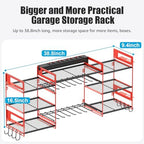 CCCEI Red Power Tool Organizer Wall Mount, Large Tools and Battery Storage Rack Charging Station Individual Switches. Drills Holder, Garage Utility Shelves with 6FT Power Strip. Gift for Men. - Field & Pure