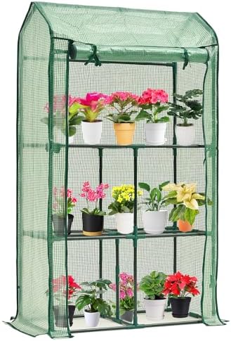 Purlyu Mini Greenhouse for Indoor Outdoor, Small Plastic Plant Green