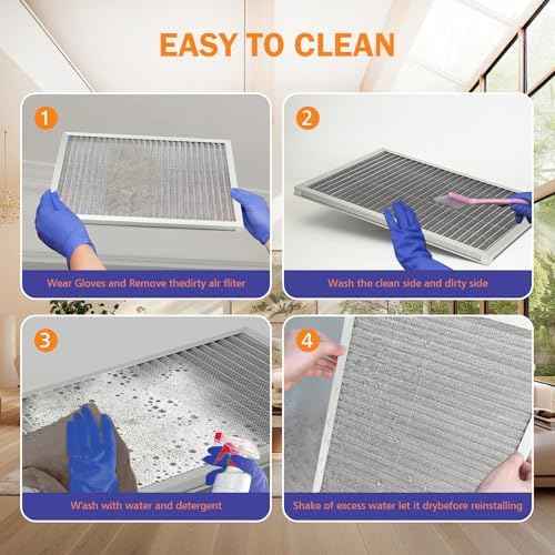 16x20x1 Reusable Air Filter,MERV 8 Electrostatic Aluminum AC/HVAC Furnace Filter,Washable Permanent Air Filters for Home/Office，Easy to Install, Fresher Air(Actual Size:15.5x19.75x0.82Inch)