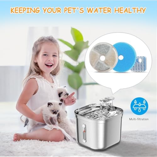 12 Set Cat Water Fountain Filter Replacement for Square 2.2L/73oz Pet Dog Fountain, Triple Filtration Replacement Filters(12+12+12) - Field & Pure