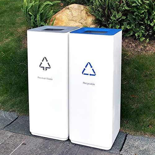 Outdoor Trash Cans White Combined Trash Can Large-Capacity Square Sorting Trash Can Outdoor Direct Throw Trash Can Without Cover, Anti-Fingerprint Technology 48 - Field & Pure