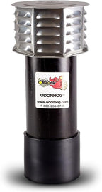 OdorHog Metal Cap Slip On Vent Stack Pipe Filter 4" Black ABS, Removes Outdoor by OdorHog-StoptheStink