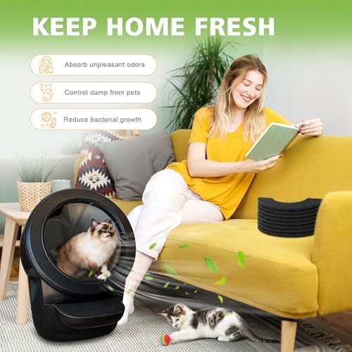 8 Pack Thickened 0.45” Carbon Filters Compatible with Litter Robot 4, Cat Litter Box Filters Replacement to Control Damp from Pets and Absorb Odors for a Fresh Home Life - Field & Pure