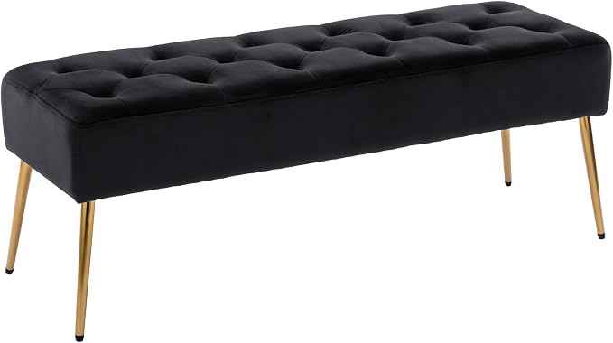 DUHOME Button-Tufted Ottoman Bench, Upholstered Bedroom Benches Velvet Footrest