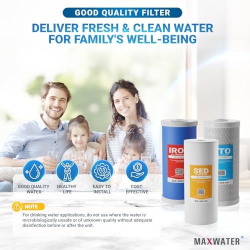 10" BB Iron Buster Filter Set (3-pack) for Whole House Water Filtration Systems w/ 10" x 4.5" Sediment, Iron Manganese Reduction, CTO Carbon Block Water Filters - Field & Pure