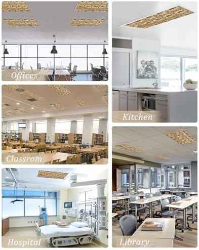 4 Pack Fluorescent Light Cover for Ceiling Lights, Desert Camels Magnetic Classroom Light Filters 4x2 Feet, Tropical Palm Trees Sand Cords Brown Decorative Ceiling Shade Panel for Office