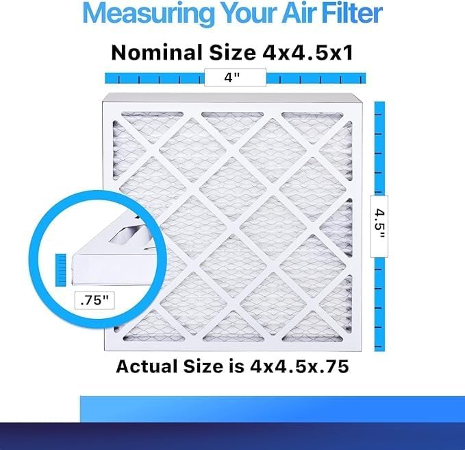 4x4.5x1 Air Filter MERV 8, King AC Furnace Filters (4-Pack)