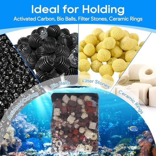 8 Pack Aquarium Filter Media Bags with Zipper Fine Mesh 7.8"x5.9" - Field & Pure